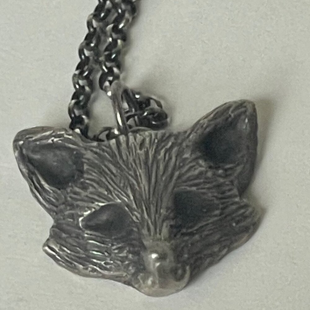 Necklace Sterling Silver Chain 18-inch Fox Oxidized Handcrafted Andree Chenier